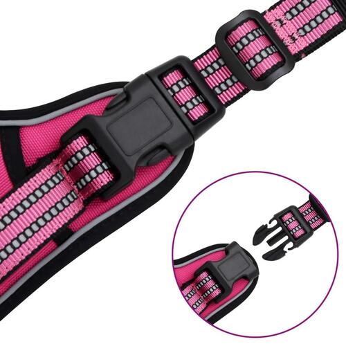 Hundesele med refleksstriber str. XL justerbar pink