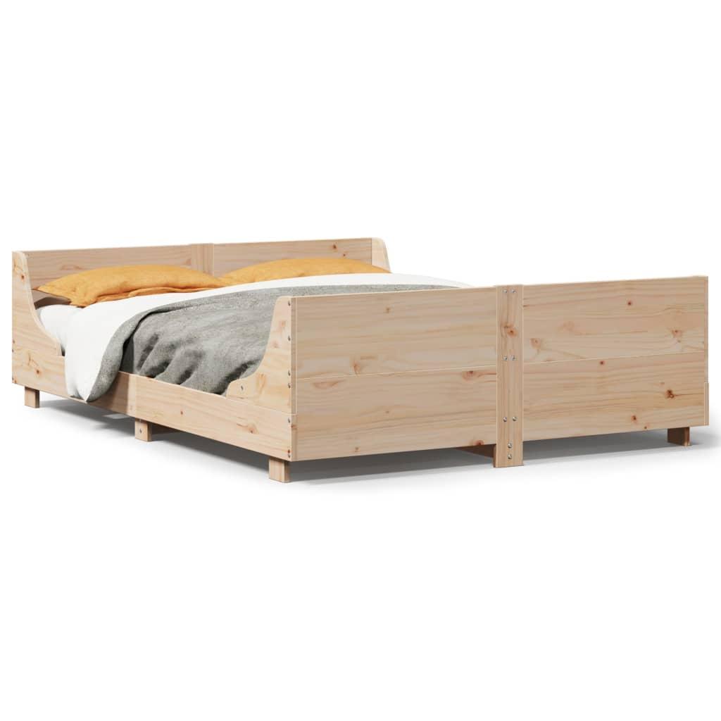 Sengeramme uden madras 135x190 cm massivt fyrretræ hvid