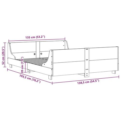 Sengeramme uden madras 135x190 cm massivt fyrretræ hvid