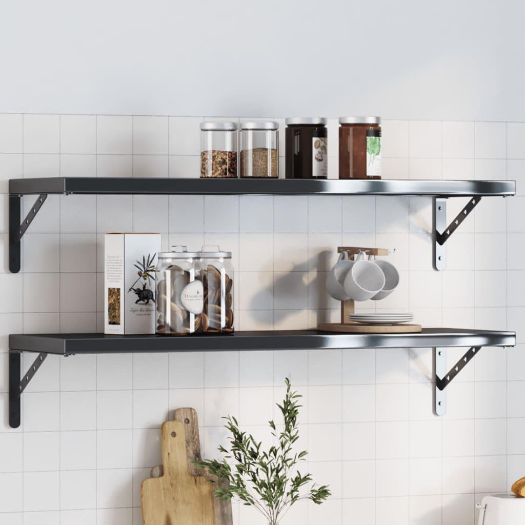 Hyldebeslag 4 stk. 30x2,5x15,5 cm rustfrit stål sort billede