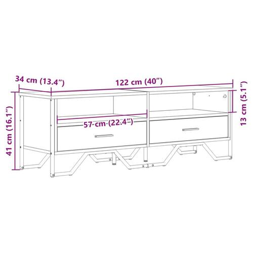 Tv-bord 122x34x41 cm konstrueret træ brun egetræsfarve