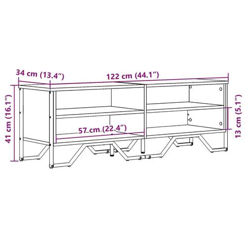 Tv-bord 122x34x41 cm konstrueret træ sort