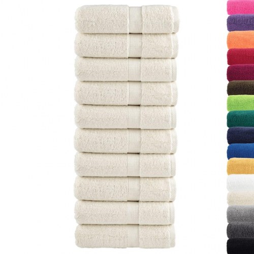 Gæstehåndklæder SOLUND - 10 stk. creme, 30×50 cm, 600 g/m²