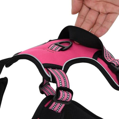 Hundesele med refleksstriber str. M justerbar pink