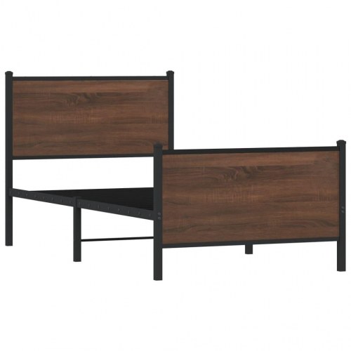 Sengeramme 75x190 cm uden madras metal brun egetræsfarve