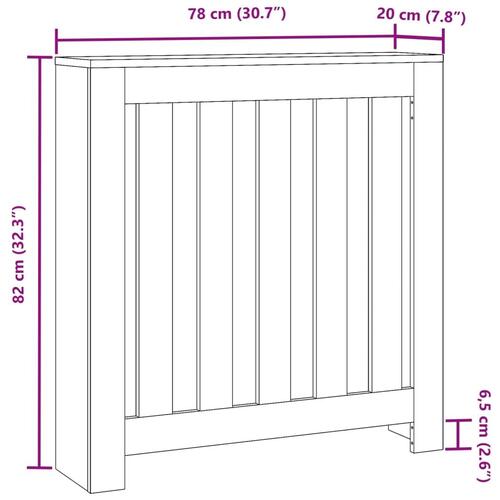 Radiatorskjuler 78x20x82 cm konstrueret træ egetræsfarvet