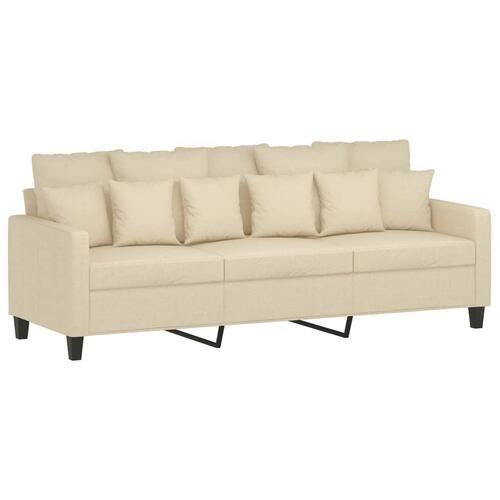 3-personers sofa med fodskammel 180 cm stof Cremefarvet