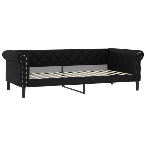 Daybed med udtræk og madrasser 90x200 cm kunstlæder sort