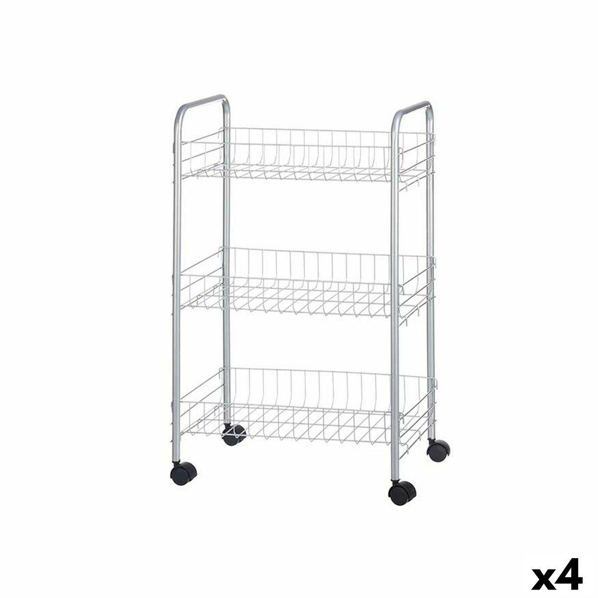 Rullebord Sølvfarvet Metal Plastik 37 x 27 x 62,3 cm (4 enheder)