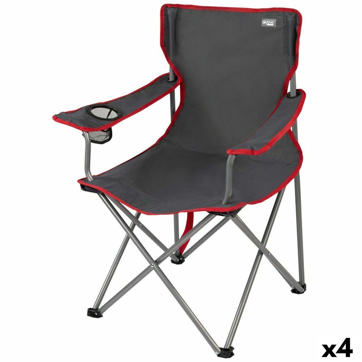 Sammenklappelig campingstol Aktive Mørkegrå 45 x 82 x 47 cm (4 enheder)