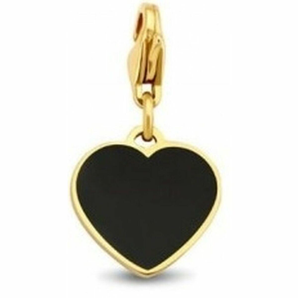 CO88 Collection hjertevedhæng - sort emalje, guldfarvet