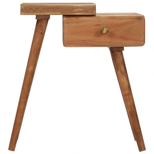 Sengebord i massivt akacietræ 45 × 32 × 55 cm - retro med skuffe