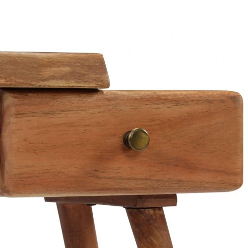 Sengebord i massivt akacietræ 45 × 32 × 55 cm - retro med skuffe