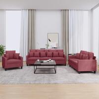 3 personers sofa med puder stof vinrød