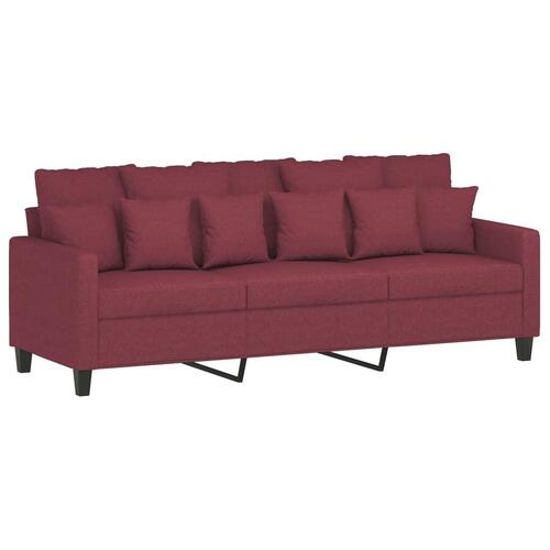 3 personers sofa med puder stof vinrød