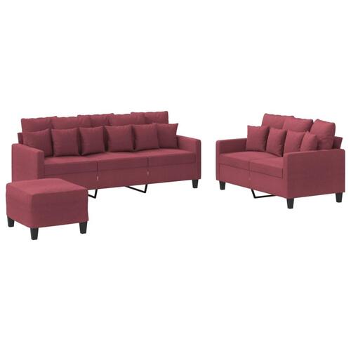 2 personers sofa med hynder stof vinrød