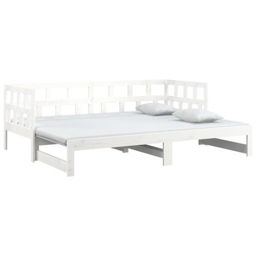 Daybed med udtræk 2x(90x200) cm massivt fyrretræ hvid