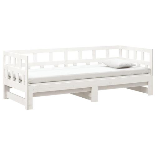 Daybed med udtræk 2x(90x200) cm massivt fyrretræ hvid