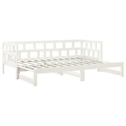 Daybed med udtræk 2x(90x200) cm massivt fyrretræ hvid