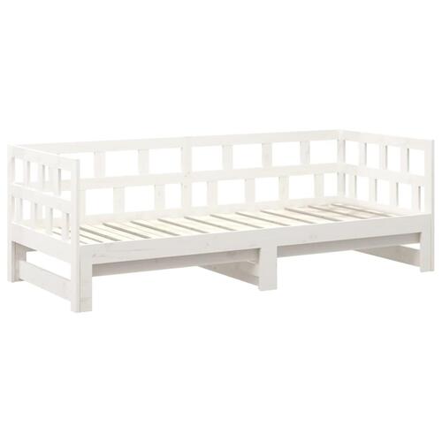 Daybed med udtræk 2x(90x200) cm massivt fyrretræ hvid