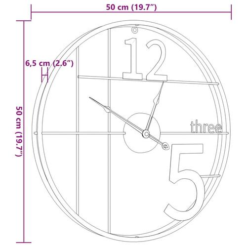 Vægur Ø50 cm jern guldfarvet