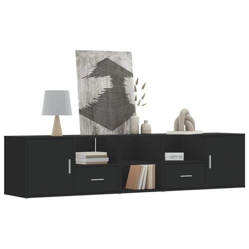 Hjørneskab 200x40x45 cm konstrueret træ sort