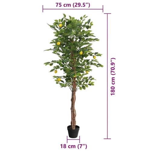Kunstigt citrontræ med 3 stammer 180 cm PP grøn