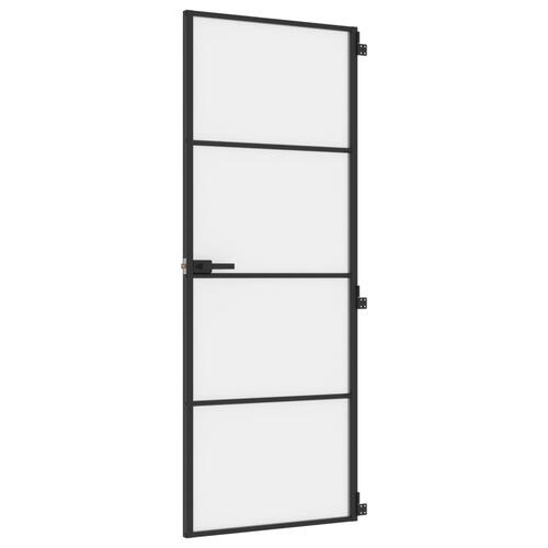 Dør 76x201,5 cm hærdet glas og aluminium sort