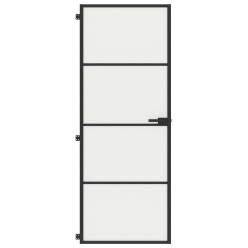 Dør 76x201,5 cm hærdet glas og aluminium sort
