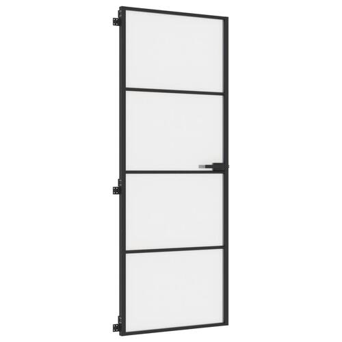 Dør 76x201,5 cm hærdet glas og aluminium sort