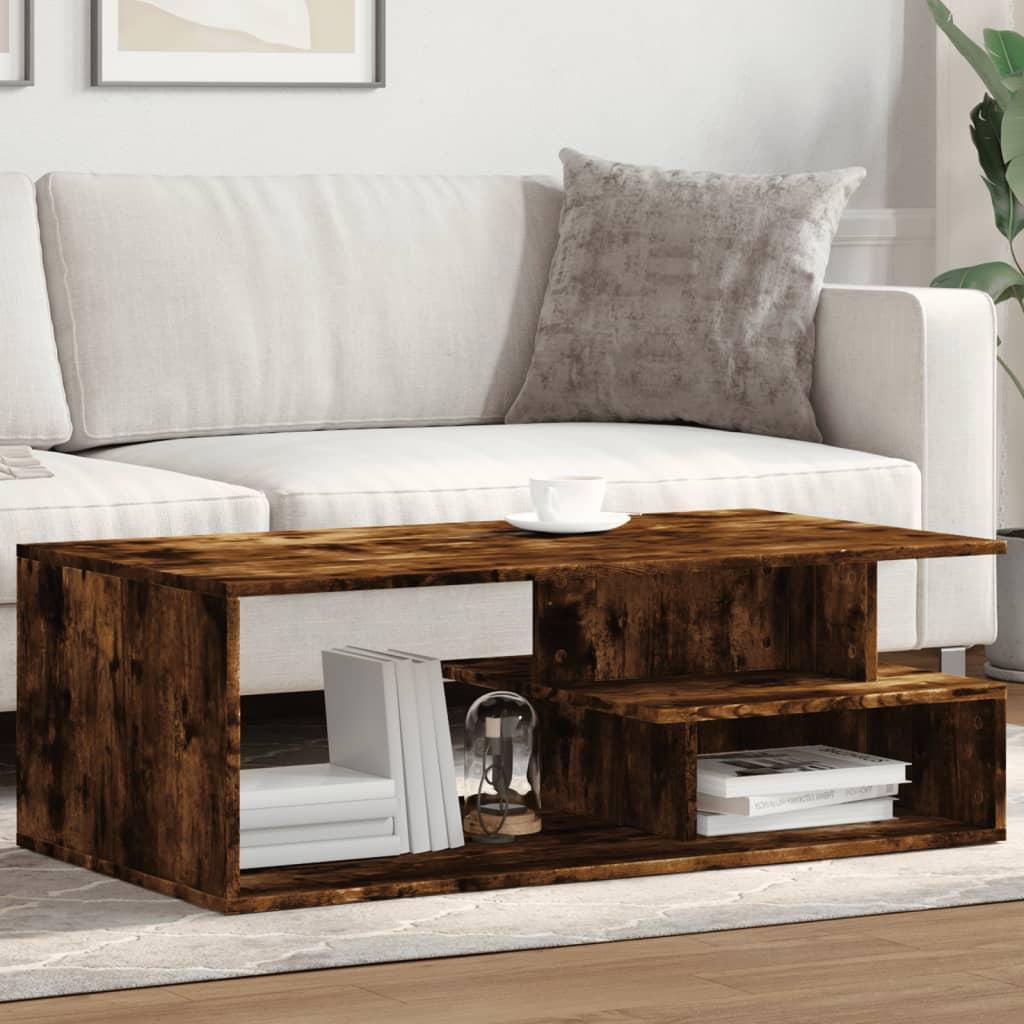 Sofabord 102x55x35 cm konstrueret træ røget egetræsfarve