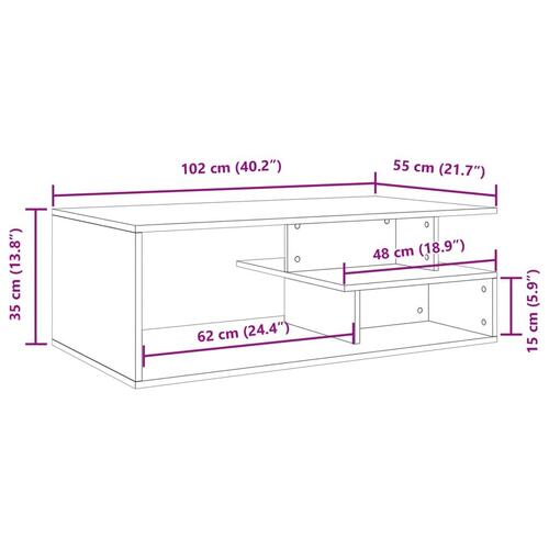 Sofabord 102x55x35 cm konstrueret træ røget egetræsfarve