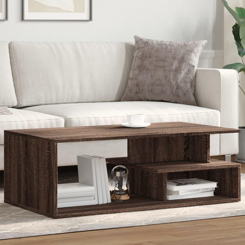 Sofabord 102x55x35 cm konstrueret træ brun egetræsfarve