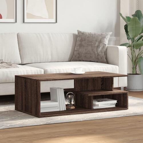 Sofabord 102x55x35 cm konstrueret træ brun egetræsfarve