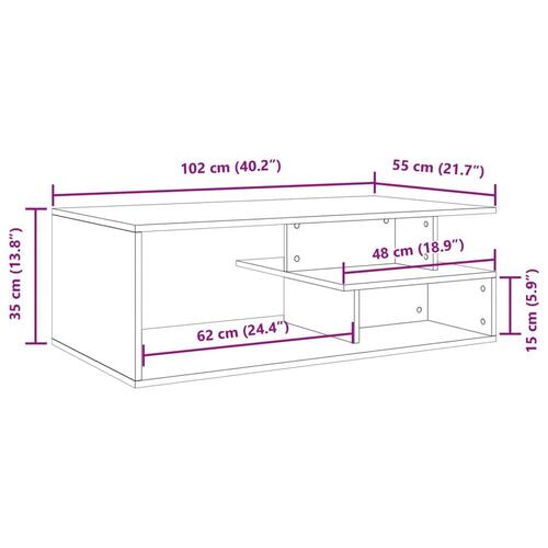 Sofabord 102x55x35 cm konstrueret træ brun egetræsfarve