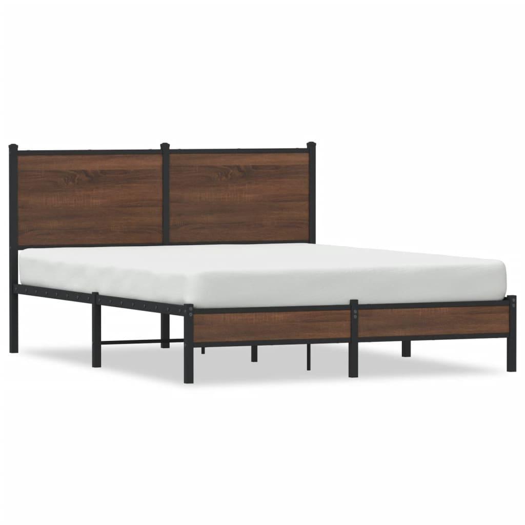 Sengeramme 140x200 cm uden madras metal brun egetræsfarve billede