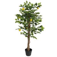 Kunstigt citrontræ med 3 stammer 120 cm PP grøn