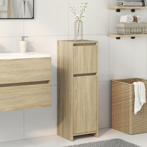 Badeværelsesskab 30x30x95 cm konstrueret træ sonoma-eg