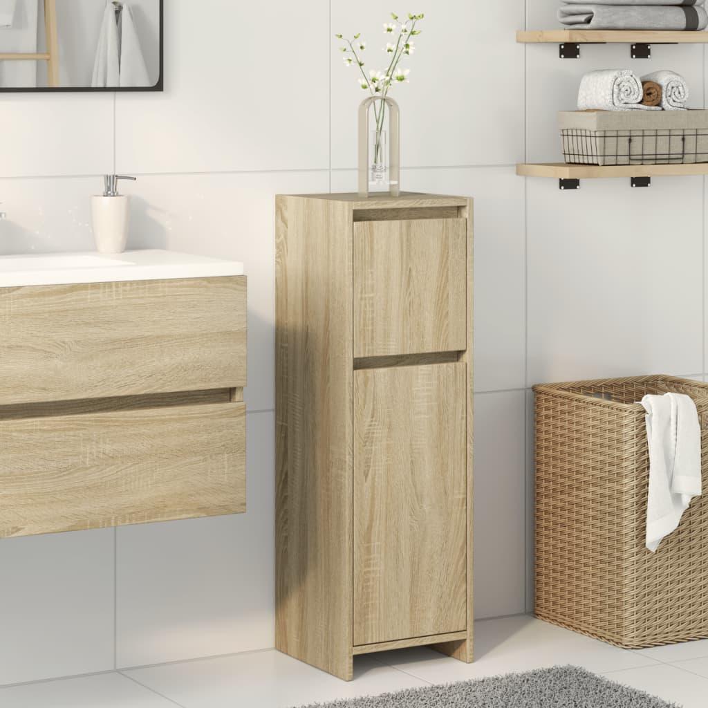 Badeværelsesskab 30x30x95 cm konstrueret træ sonoma-eg