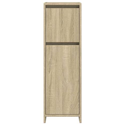 Badeværelsesskab 30x30x95 cm konstrueret træ sonoma-eg