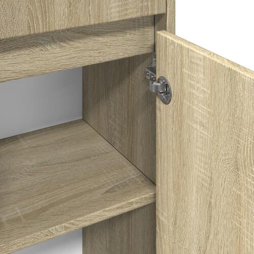 Badeværelsesskab 30x30x95 cm konstrueret træ sonoma-eg