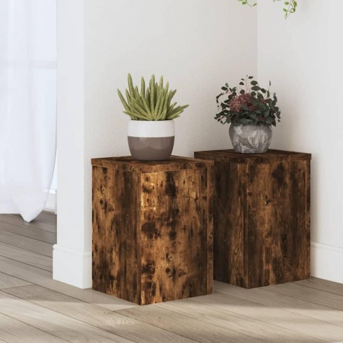 Plantestativer - 2 stk. 20×20×30 cm i konstrueret træ, røget eg