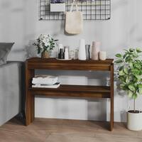 Konsolbord 102x30x80 cm konstrueret træ brun egetræsfarve