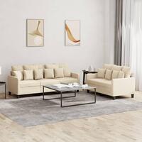 2 personers sofa med hynder stof cremefarvet