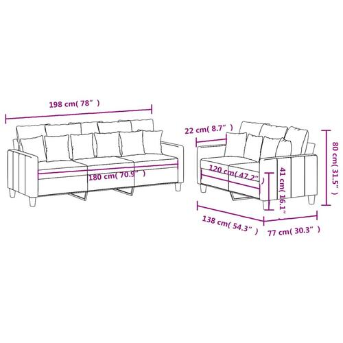 2 personers sofa med hynder stof cremefarvet