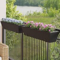 Plantekasser med kroge 2 stk. polyrattan sort