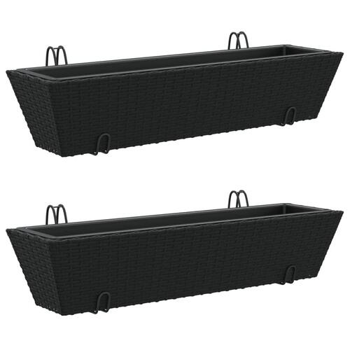 Plantekasser med kroge 2 stk. polyrattan sort