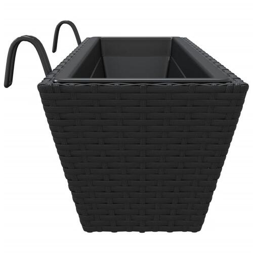 Plantekasser med kroge 2 stk. polyrattan sort