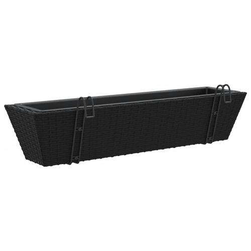Plantekasser med kroge 2 stk. polyrattan sort