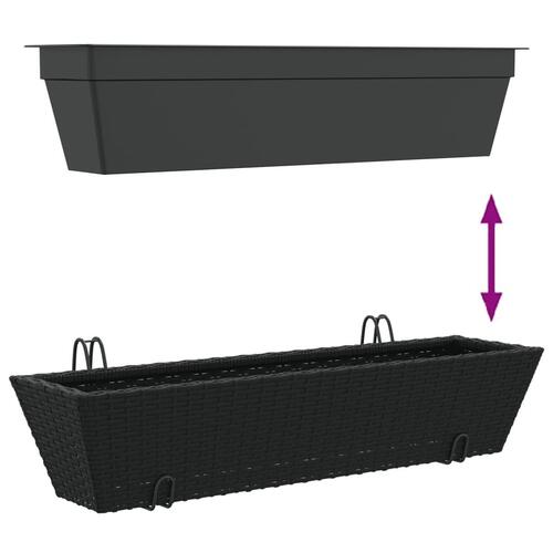 Plantekasser med kroge 2 stk. polyrattan sort